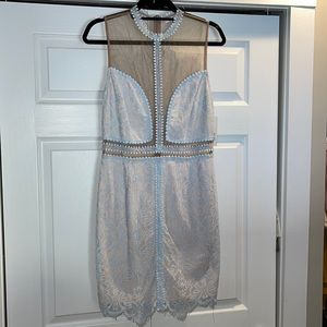 NWT- light blue lace dress with sheer top